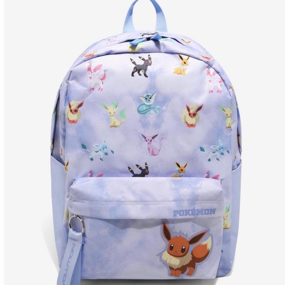 Pokemon Eeveelutions Backpack Full Size Eevee Book Bag With Purple Wash